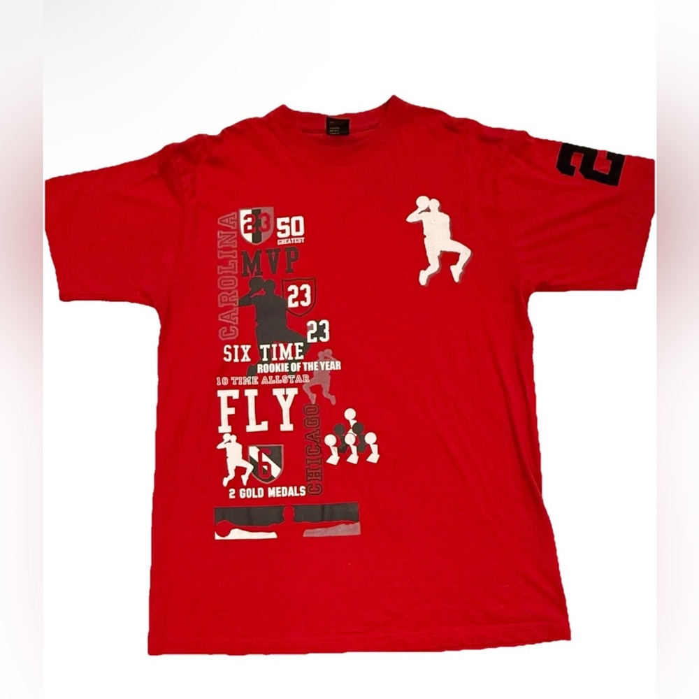 Michael Jordan #23 MVP Red Short Sleeve Baggy T Shirt Men XL‎ Print Front & Back